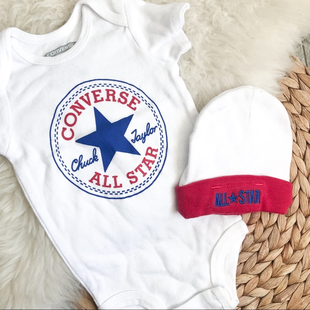 NWT BABY Converse snap tee with matching beanie